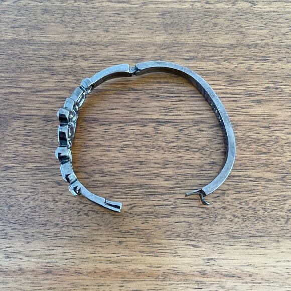 Givenchy Crystal Gem Stone Bangle Bracelet Silver Gray Tone Clasp Opening - Picture 6 of 6